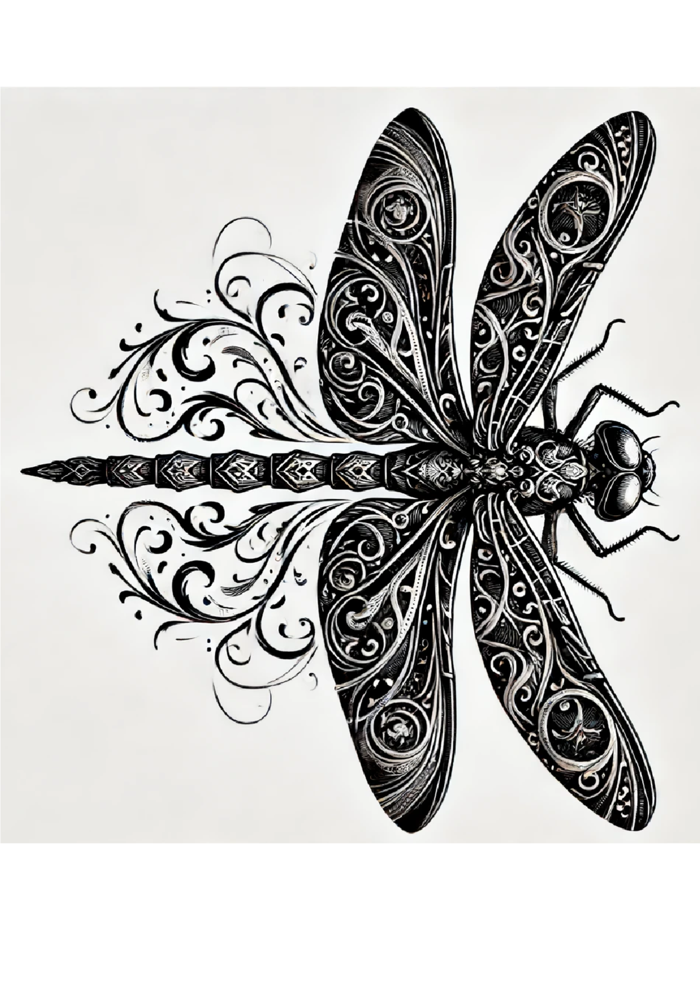 Sticker Sheet / Greeting Card – Dragonfly In Gothic Style Full Cat. No. 1243