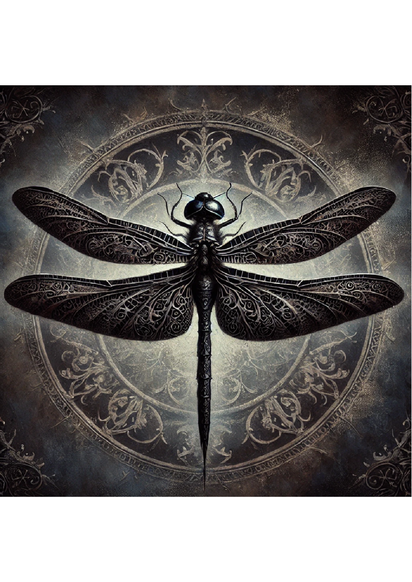 Sticker Sheet / Greeting Card – Dragonfly In Gothic Style Full Cat. No. 2924