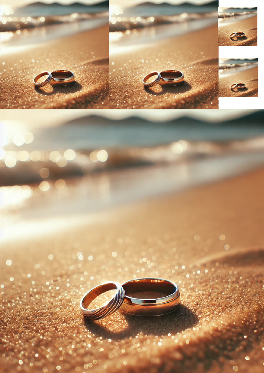 Sticker Sheet Wedding Rings On The Beach Collage Cat. No. 1395