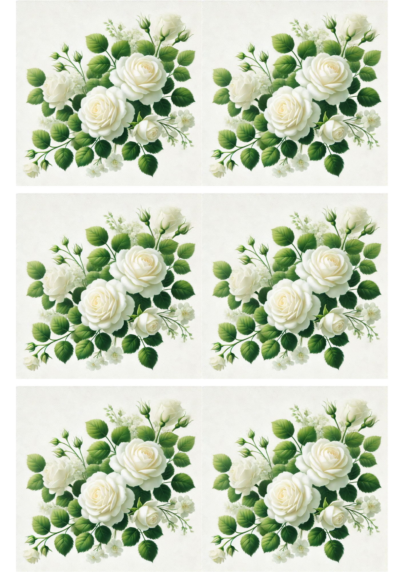 Sticker Sheet / Greeting Card – White Rose Garland Collage Cat. No. 2649