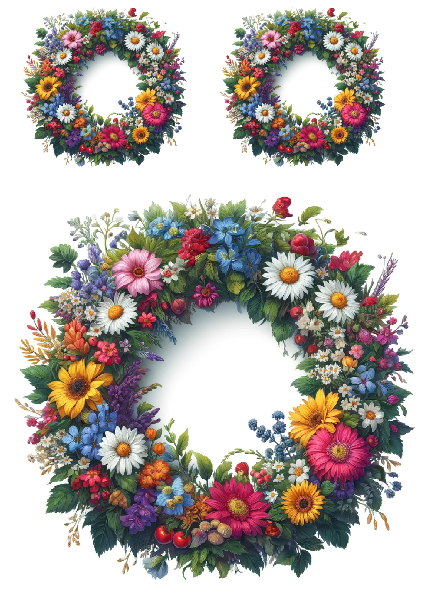 Sticker Sheet / Greeting Card – Midsummer Wreath Collage Cat No. 749