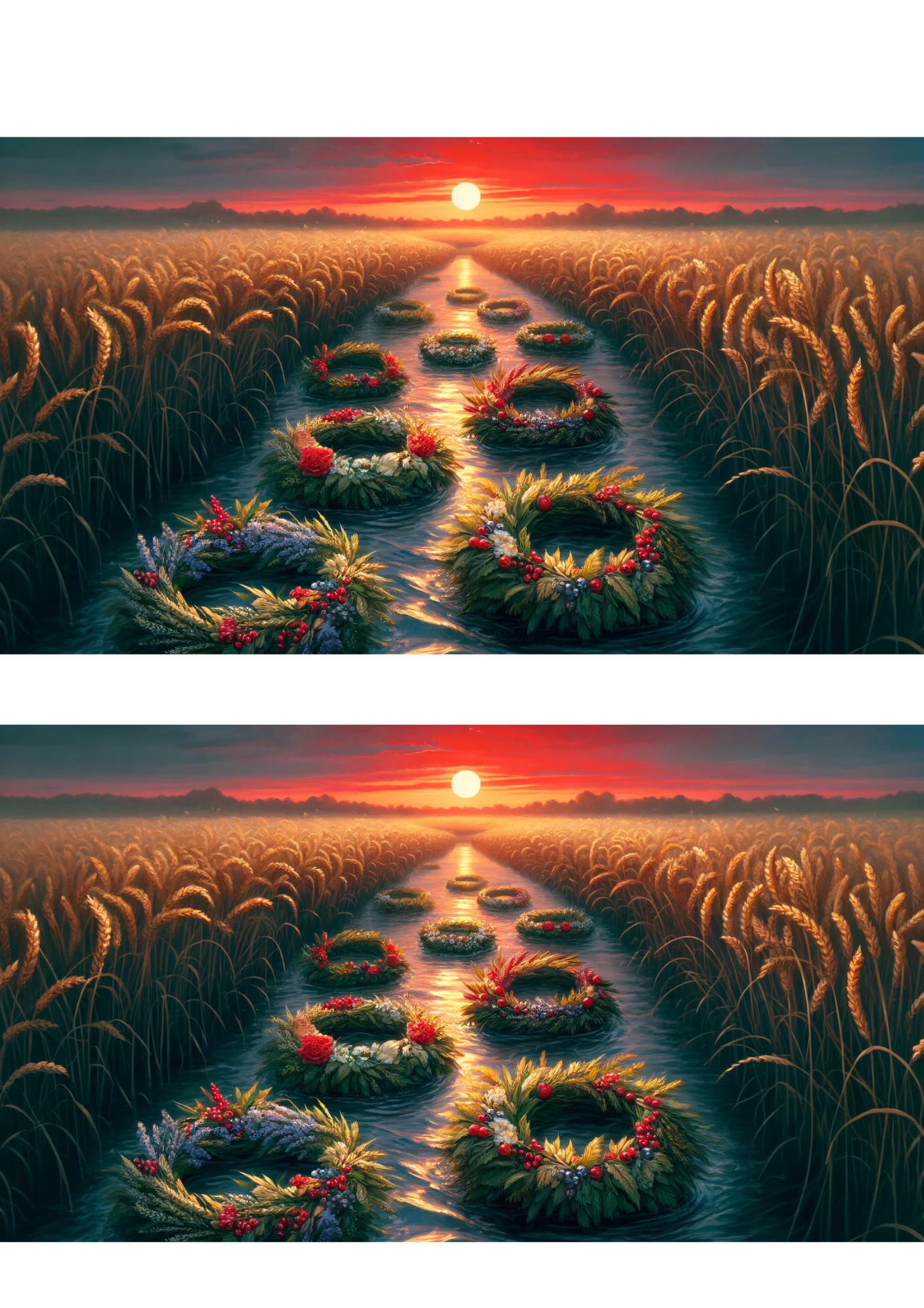 Sticker Sheet / Greeting Card – Wreaths On The River Collage Cat No. 754