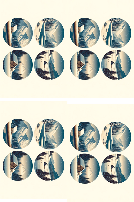 Sticker Sheet Winter Views in Ovals Collage Cat. No. 474