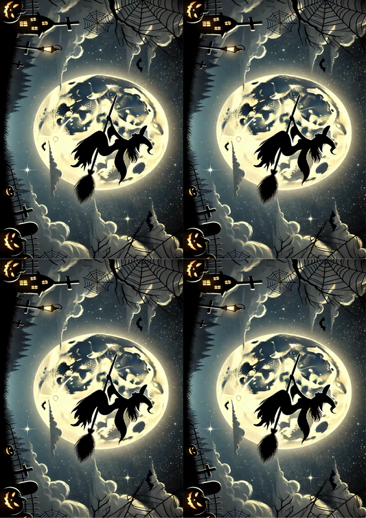 Sticker Sheet Witch Flying On Her Broom Collage Cat. No. 1652