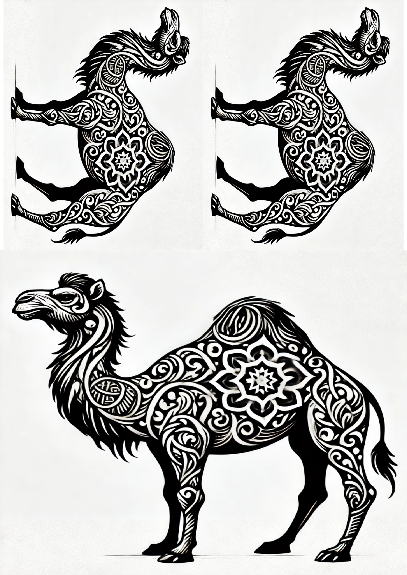 Sticker Sheet / Greeting Card – Camel In Gothic Style Collage Cat. No. 1479