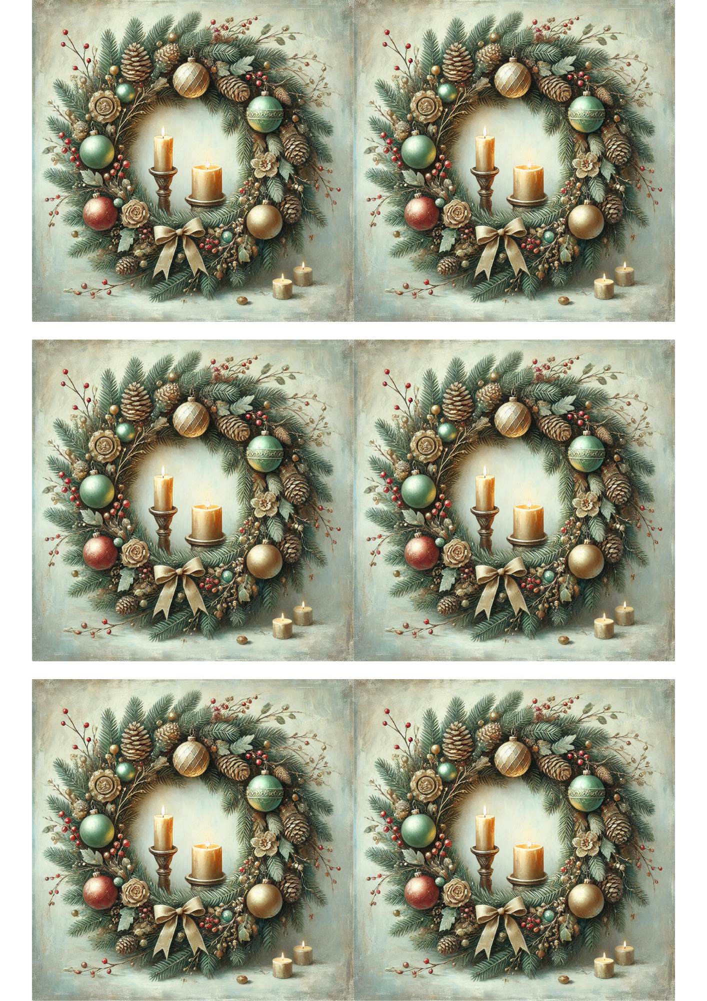 Sticker Sheet / Greeting Card – Christmas Wreath Collage Cat. No. 3175