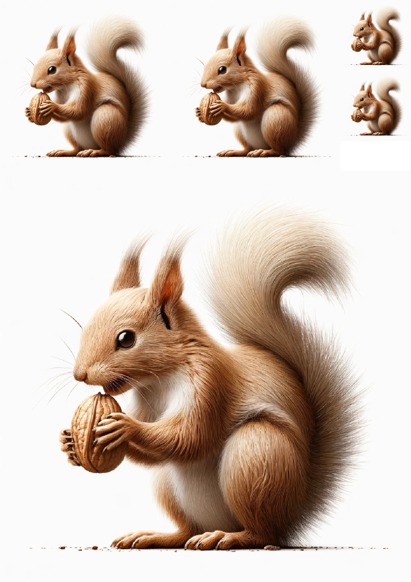 Sticker Sheet / Greeting Card – Squirrel Eats Nut Collage Cat No. 1001