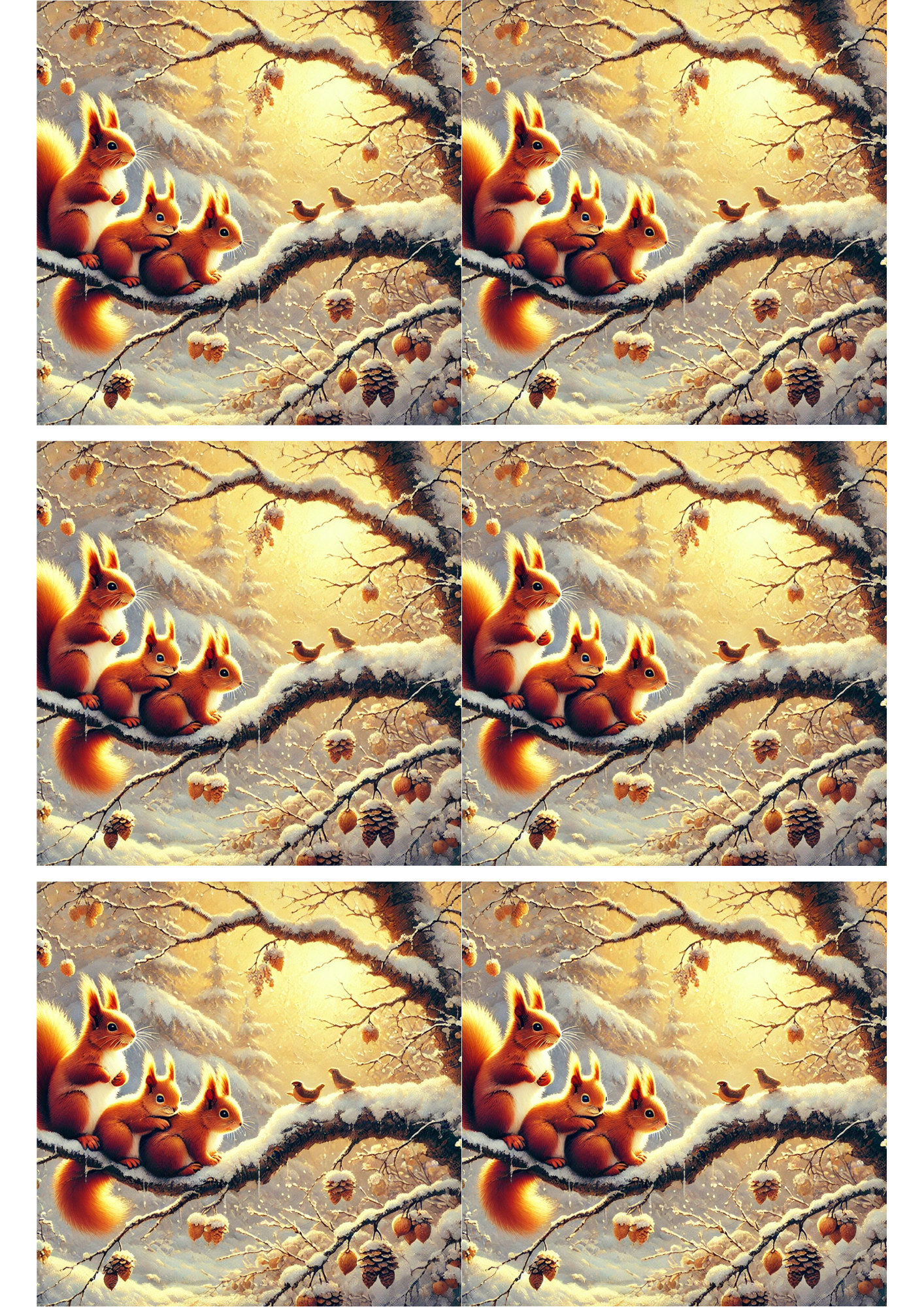 Sticker Sheet / Greeting Card – Three Squirrels Collage Cat. No. 2777