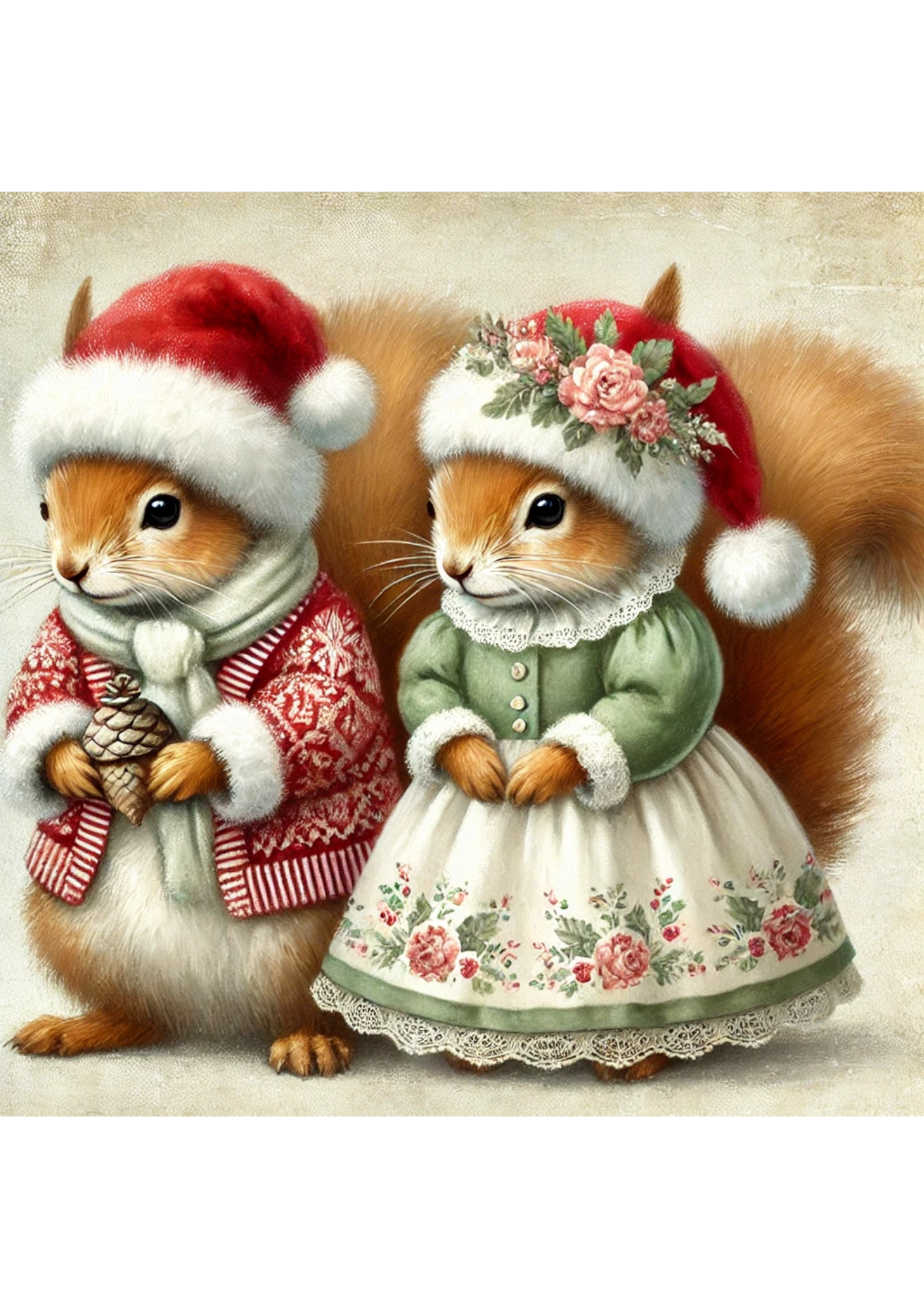 Sticker Sheet / Greeting Card – Couple Squirrels In Hats Full Cat. No. 2926