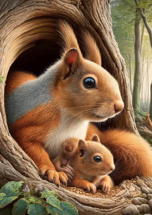 Klistremerkeark – Ekornfamilie i skogen Helkatt nr. 1008