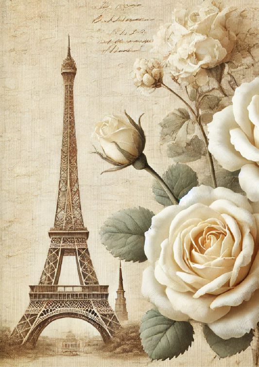 Sticker Sheet – Eiffel Tower And Roses Vintage Full Cat. No. 2654