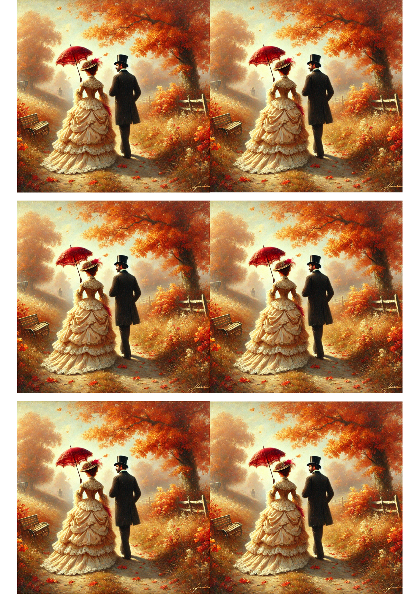 Sticker Sheet / Greeting Card – Victorian Couple Collage Cat. No. 3181