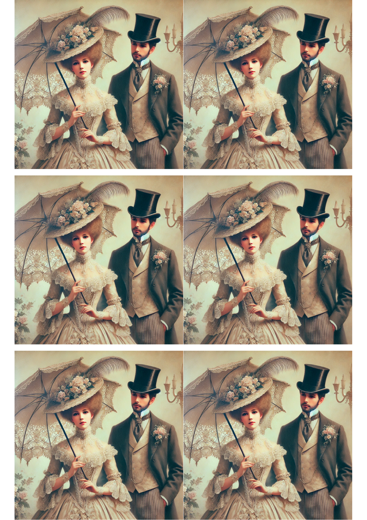 Sticker Sheet / Greeting Card – Victorian Couple Collage Cat. No. 2657