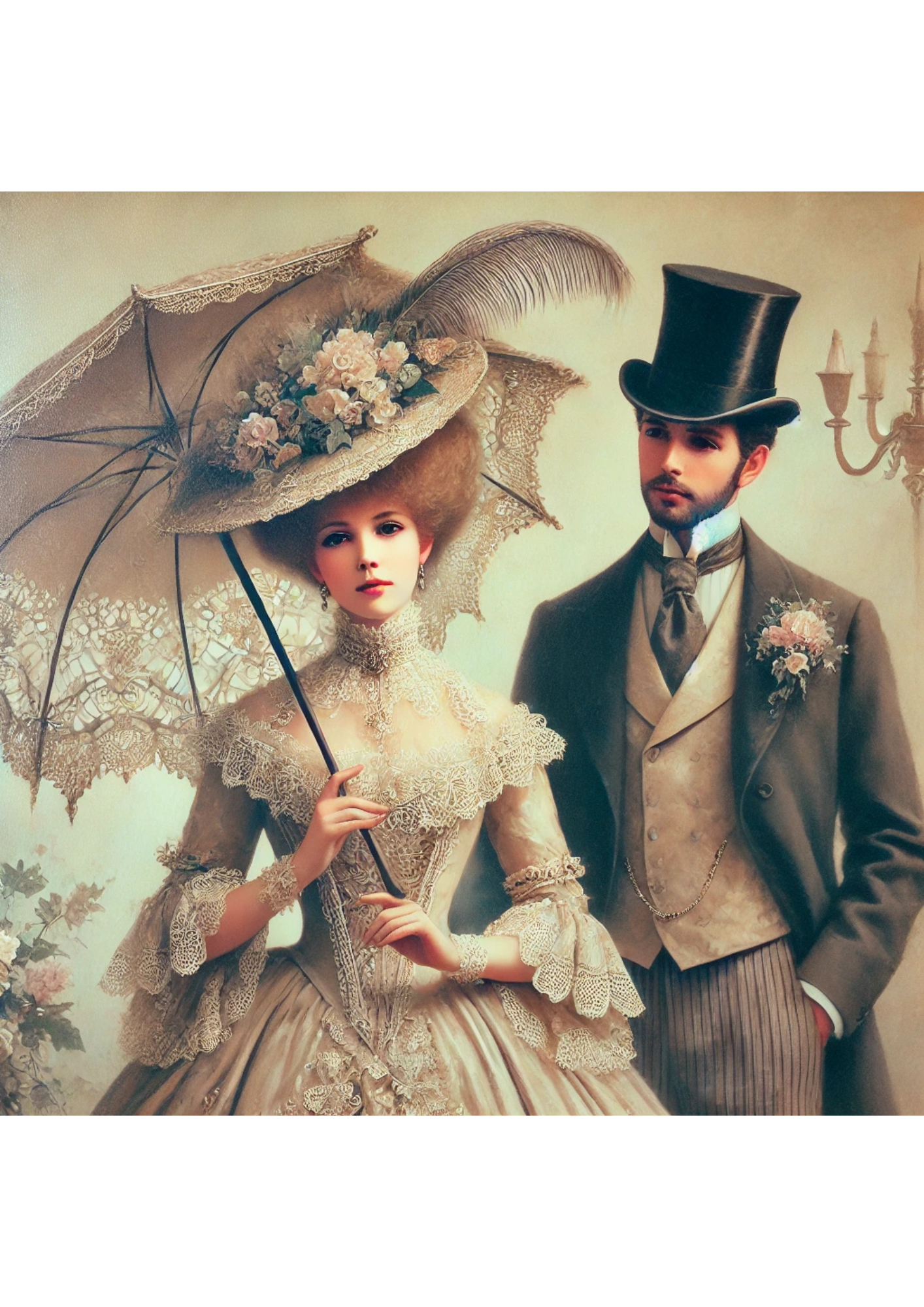 Sticker Sheet / Greeting Card – Victorian Couple Full Cat. No. 2658