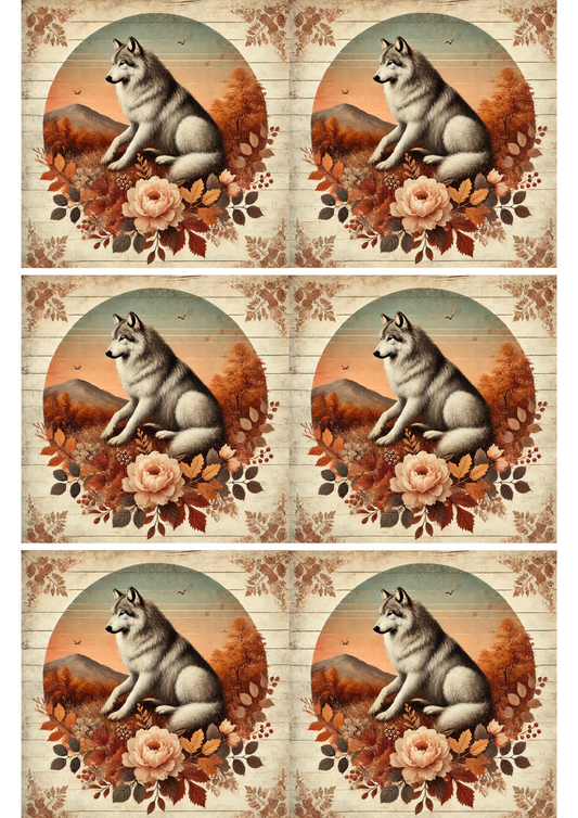 Sticker Sheet – Wolf in Autumn 3 Collage Cat. No. 2663