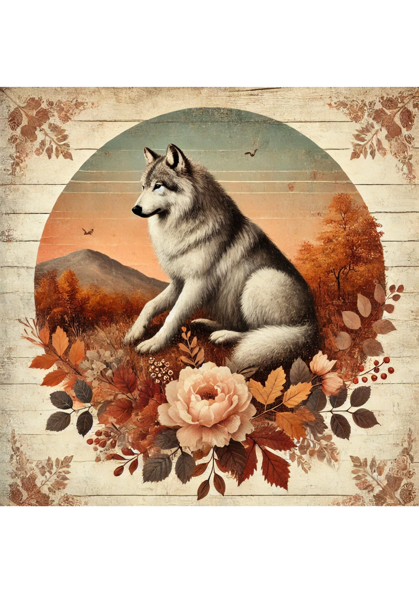 Sticker Sheet / Greeting Card – Wolf in Autumn 3 Full Cat. No. 2664