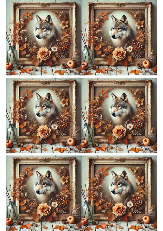 Sticker Sheet – Wolf in Autumn Collage Cat. No. 2661