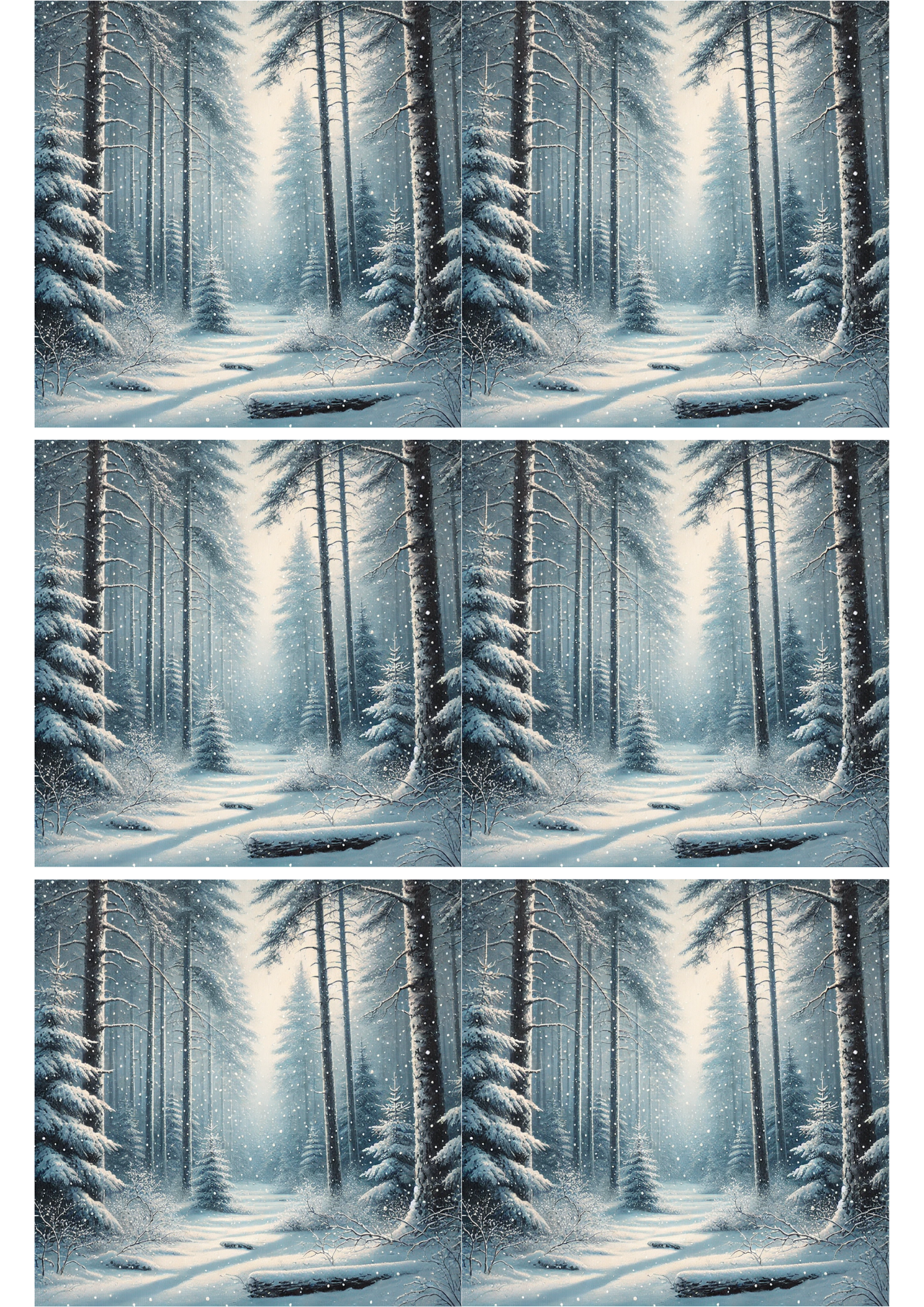 Sticker Sheet / Greeting Card – Winter Forest Collage Cat. No. 2669