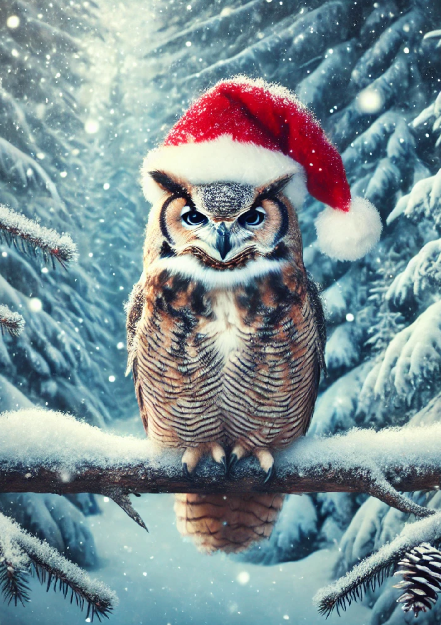 Sticker Sheet / Greeting Card – Owl In Winter With Hat 2 Full Cat. No. 2674