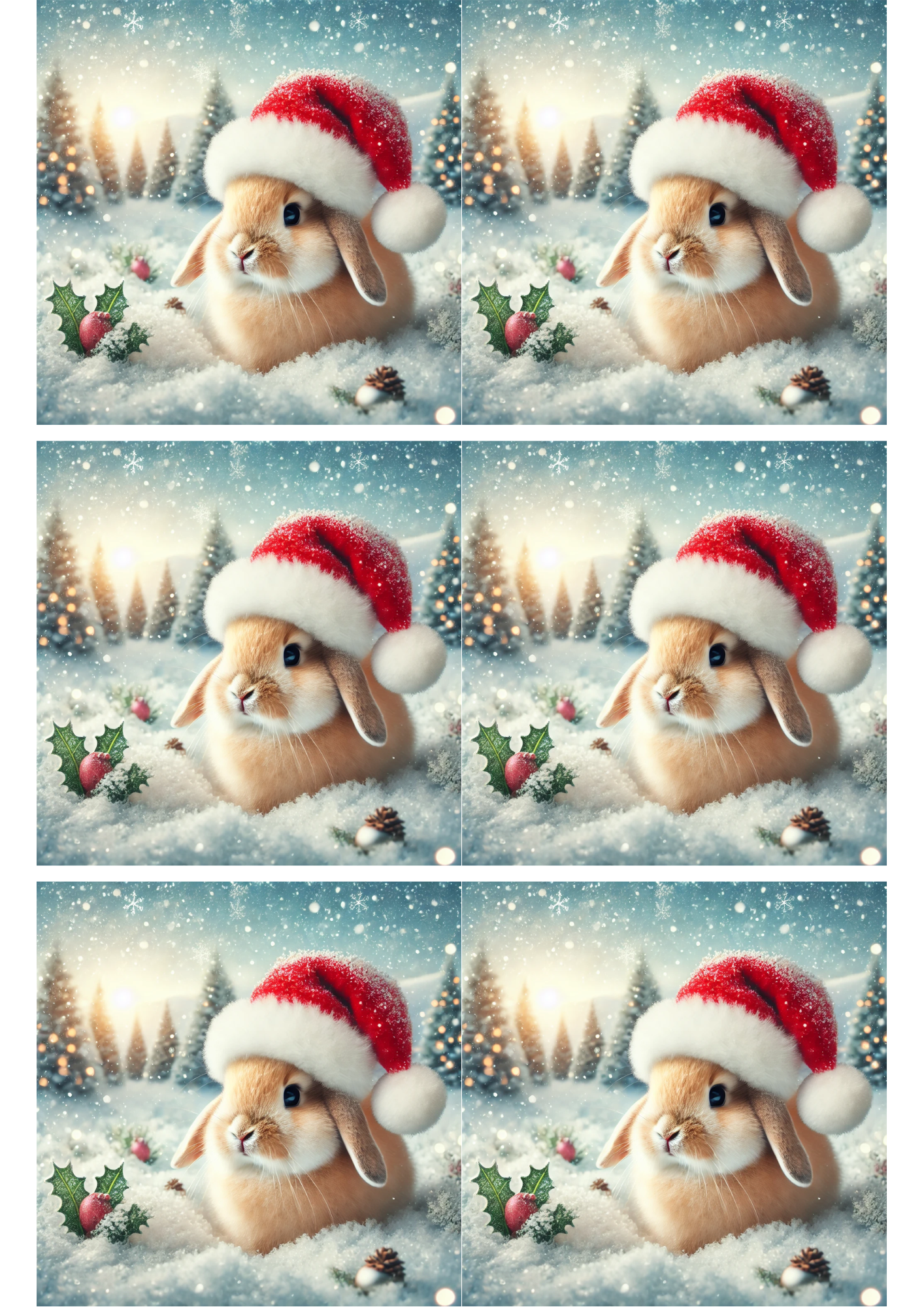 Sticker Sheet / Greeting Card – Winter Rabbit Collage Cat. No. 2675