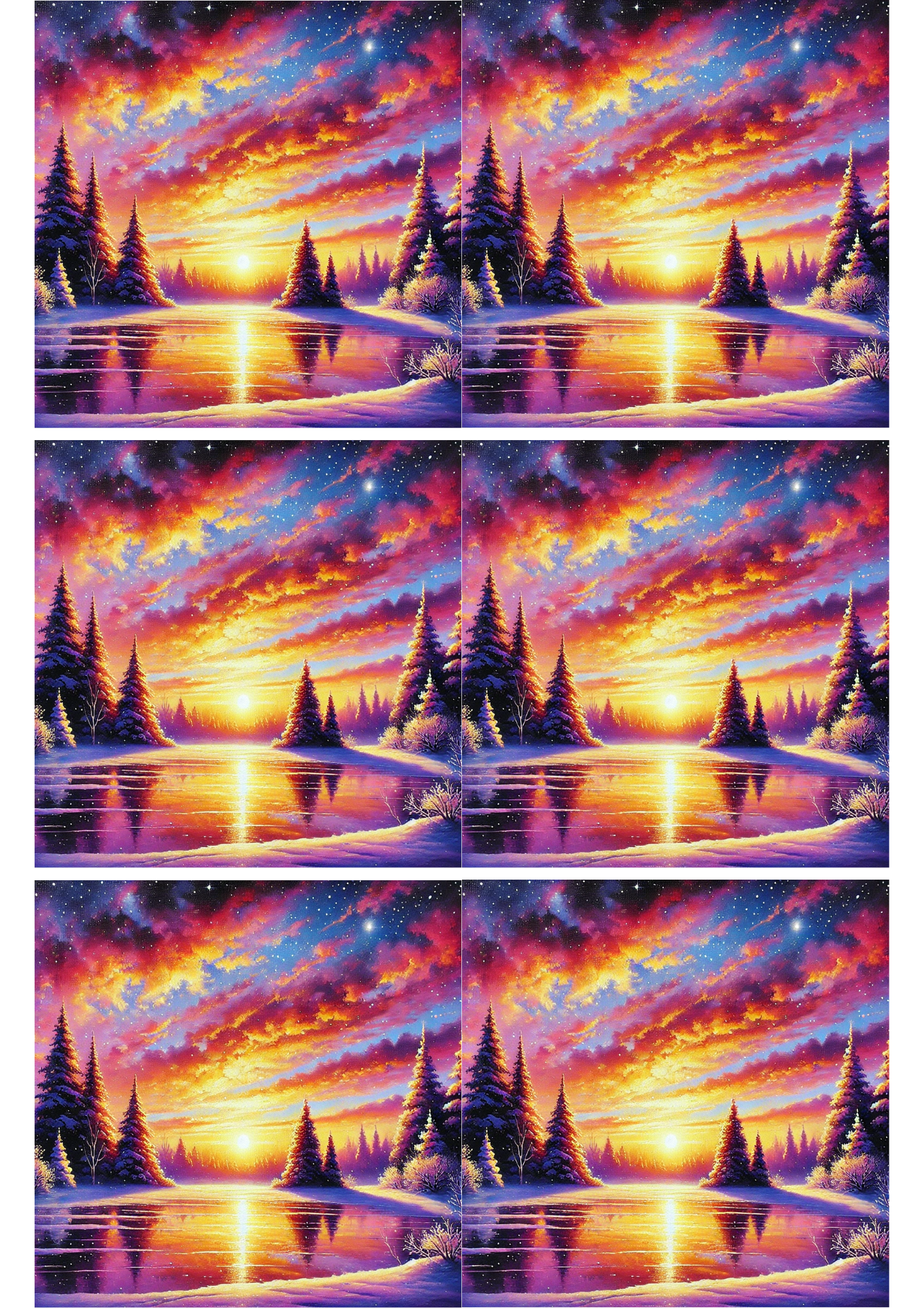 Sticker Sheet / Greeting Card – Winter Sunset Collage Cat. No. 2679