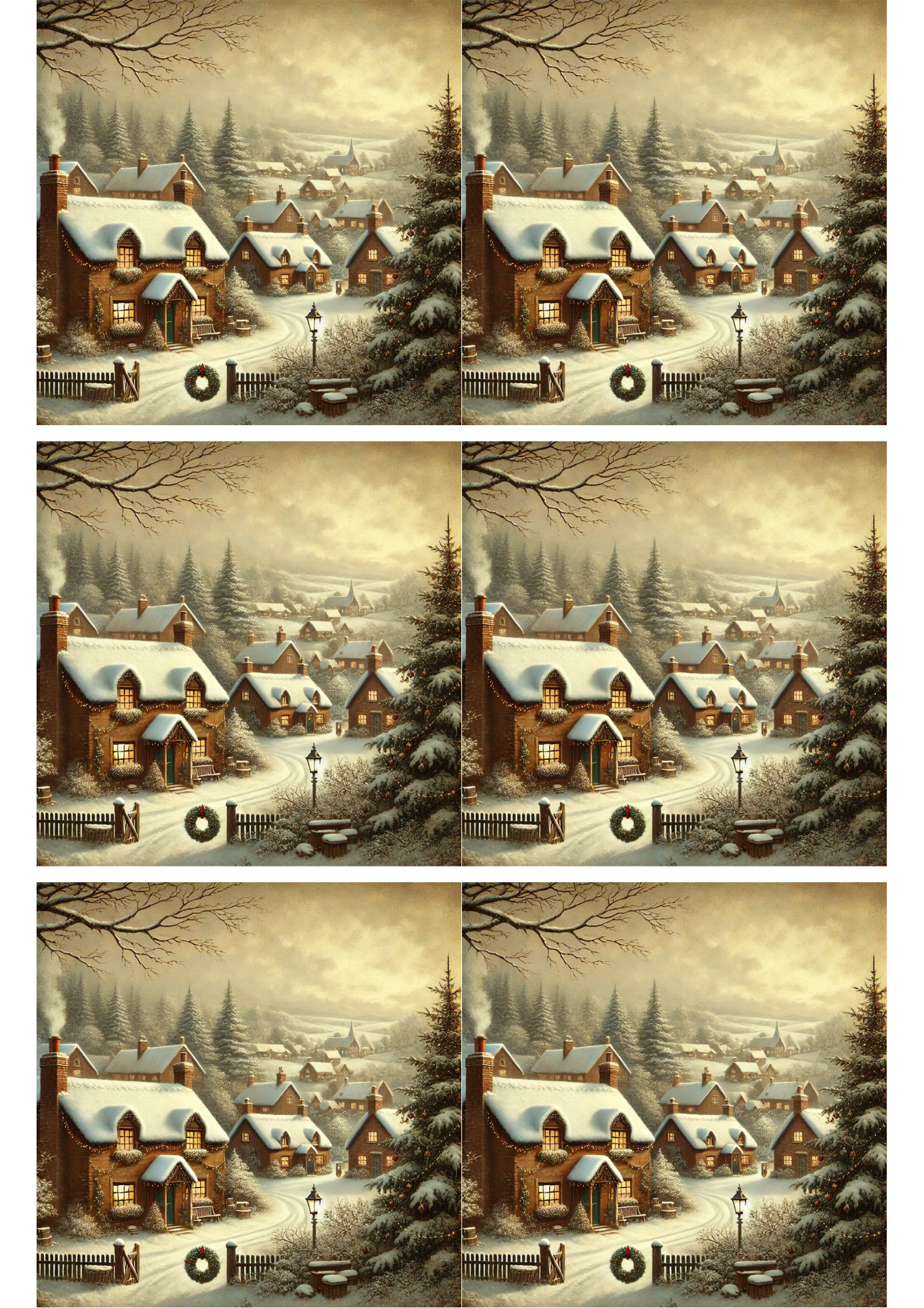 Sticker Sheet / Greeting Card – Winter Village Collage Cat. No. 2681