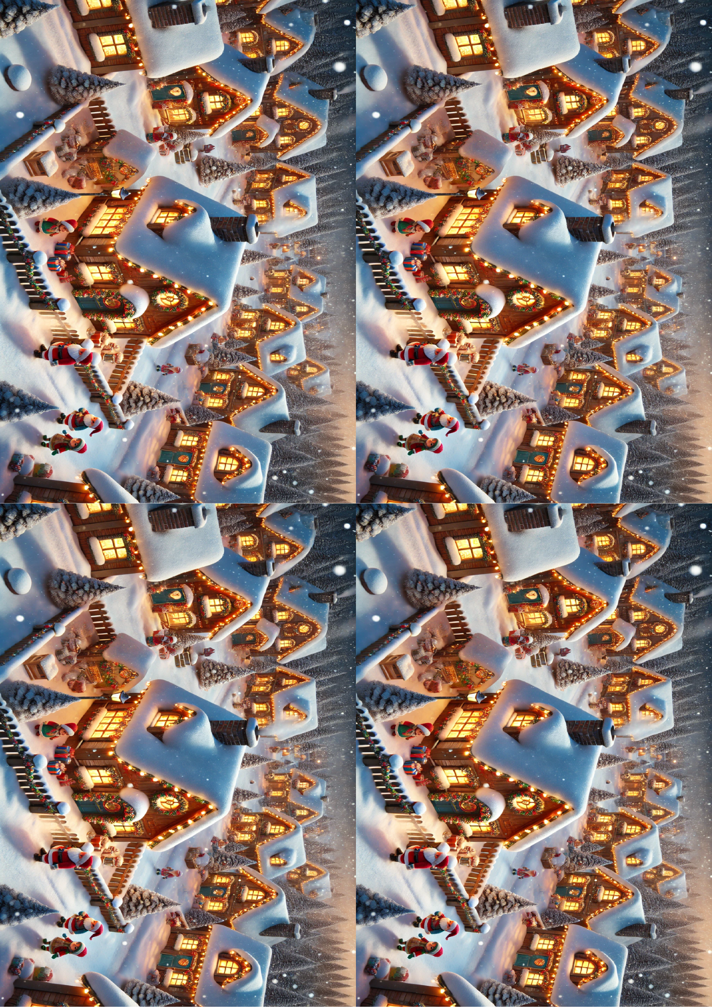 Sticker Sheet / Greeting Card – Santa's Village Collage Cat. No. 1592