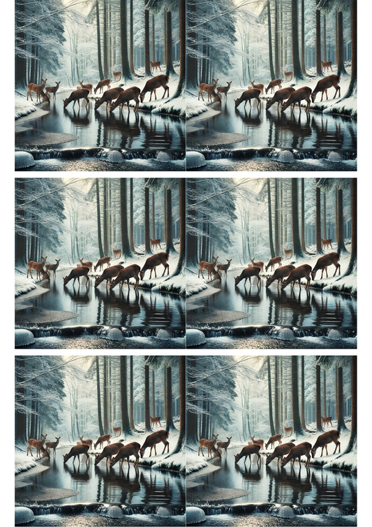 Sticker Sheet – Roe Deer at the Watering Hole Collage Cat. No. 2683