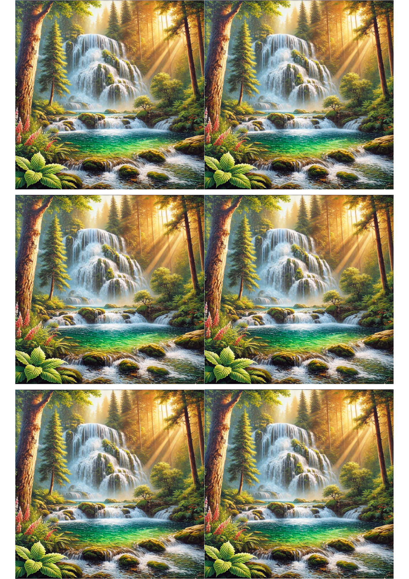 Sticker Sheet / Greeting Card – Waterfall Collage Cat. No. 2685
