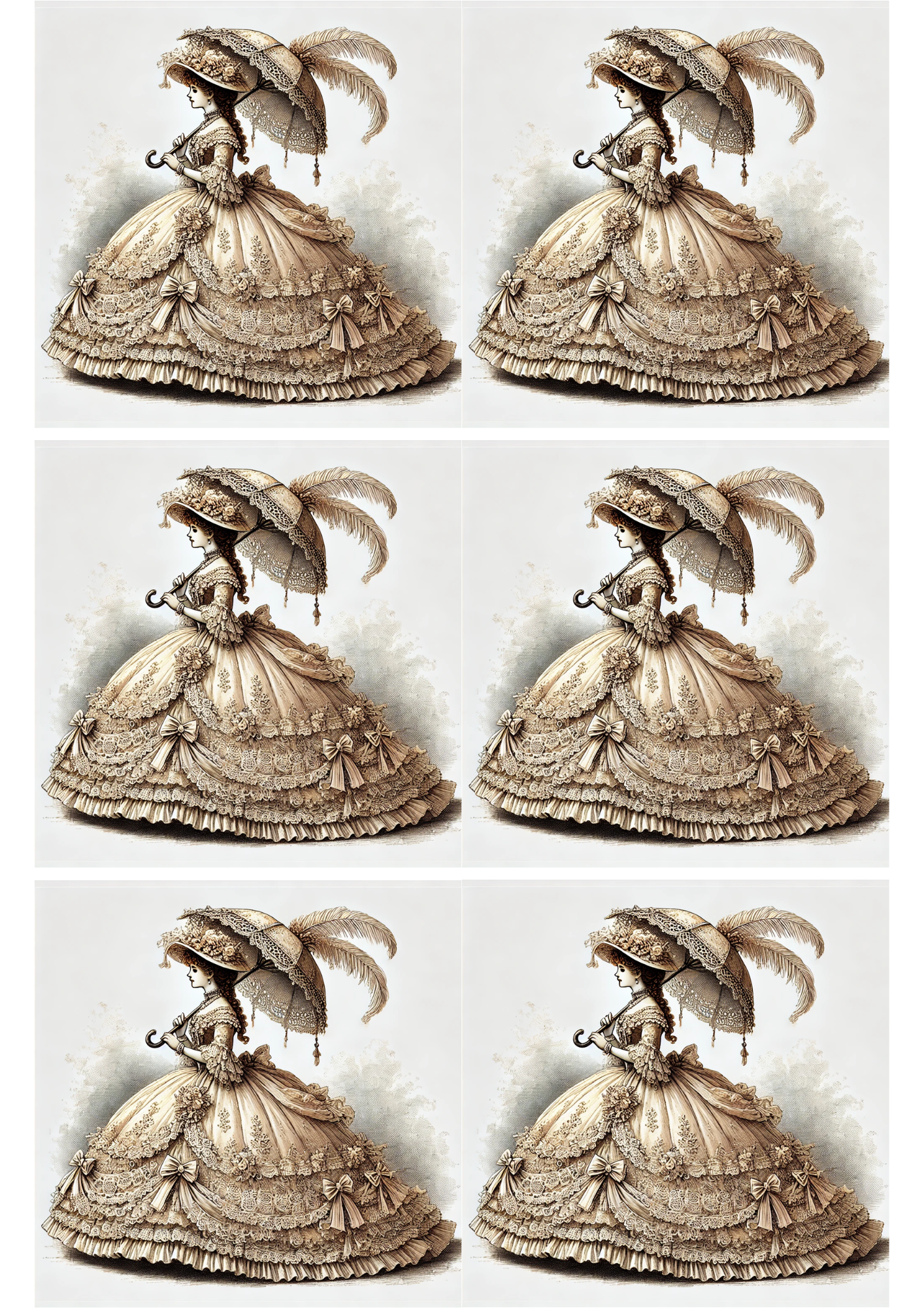 Sticker Sheet / Greeting Card – Woman From the 19th Century Collage Cat. No. 2689