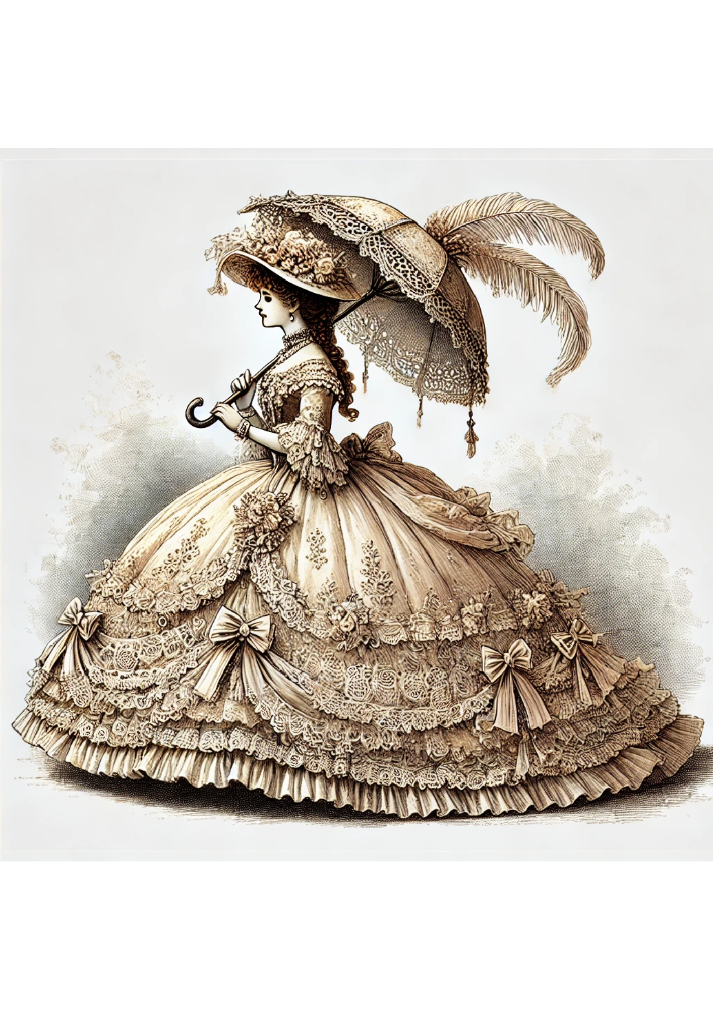 Sticker Sheet / Greeting Card – Woman From the 19th Century Full Cat. No. 2690