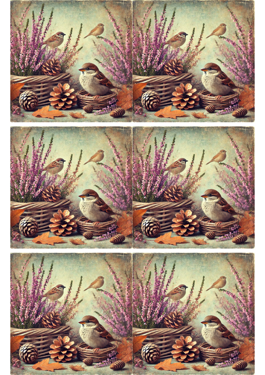 Sticker Sheet – Sparrow in Autumn Collage Cat. No. 2785