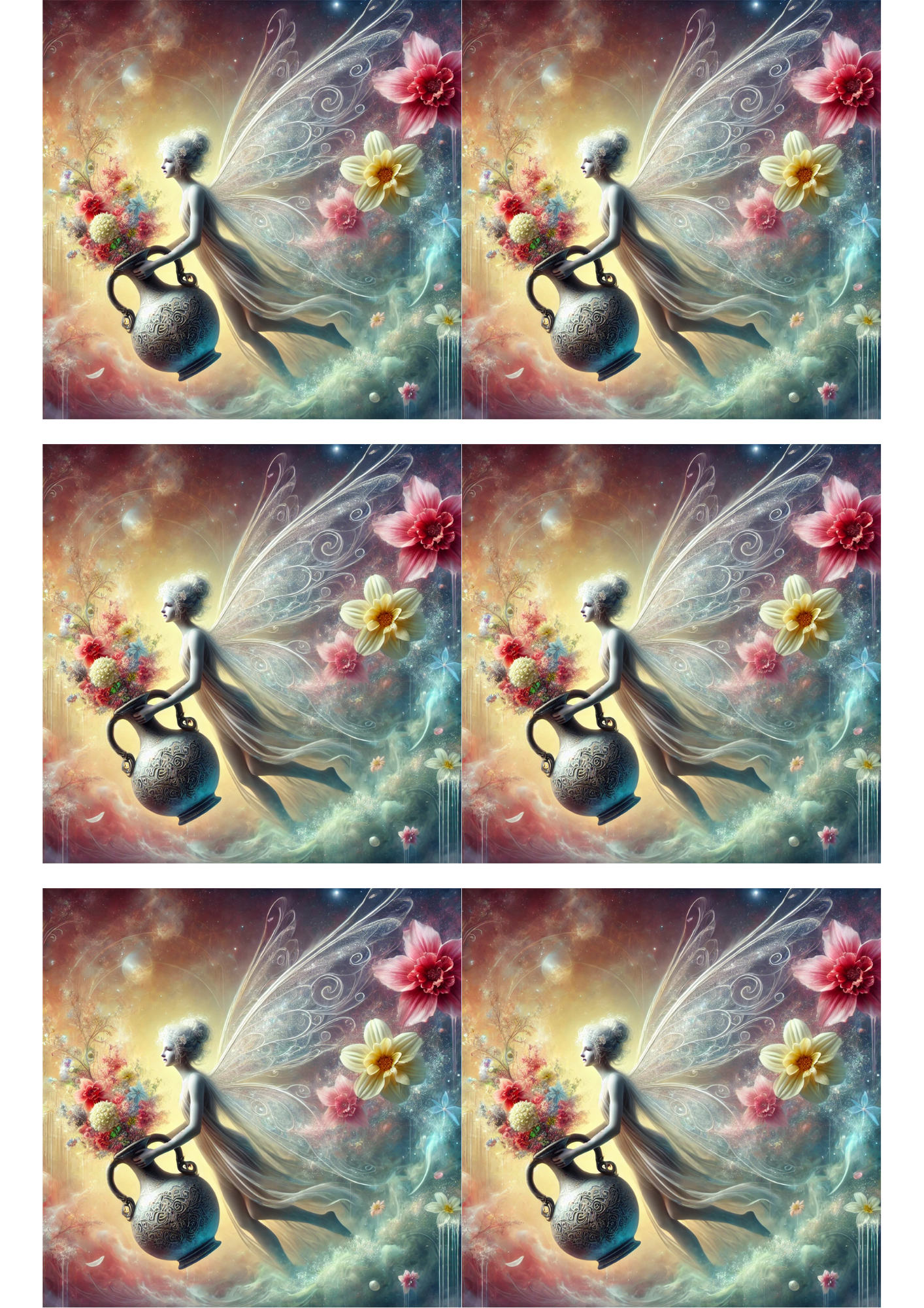 Sticker Sheet / Greeting Card – Fairy and Jug Collage Cat. No. 2927