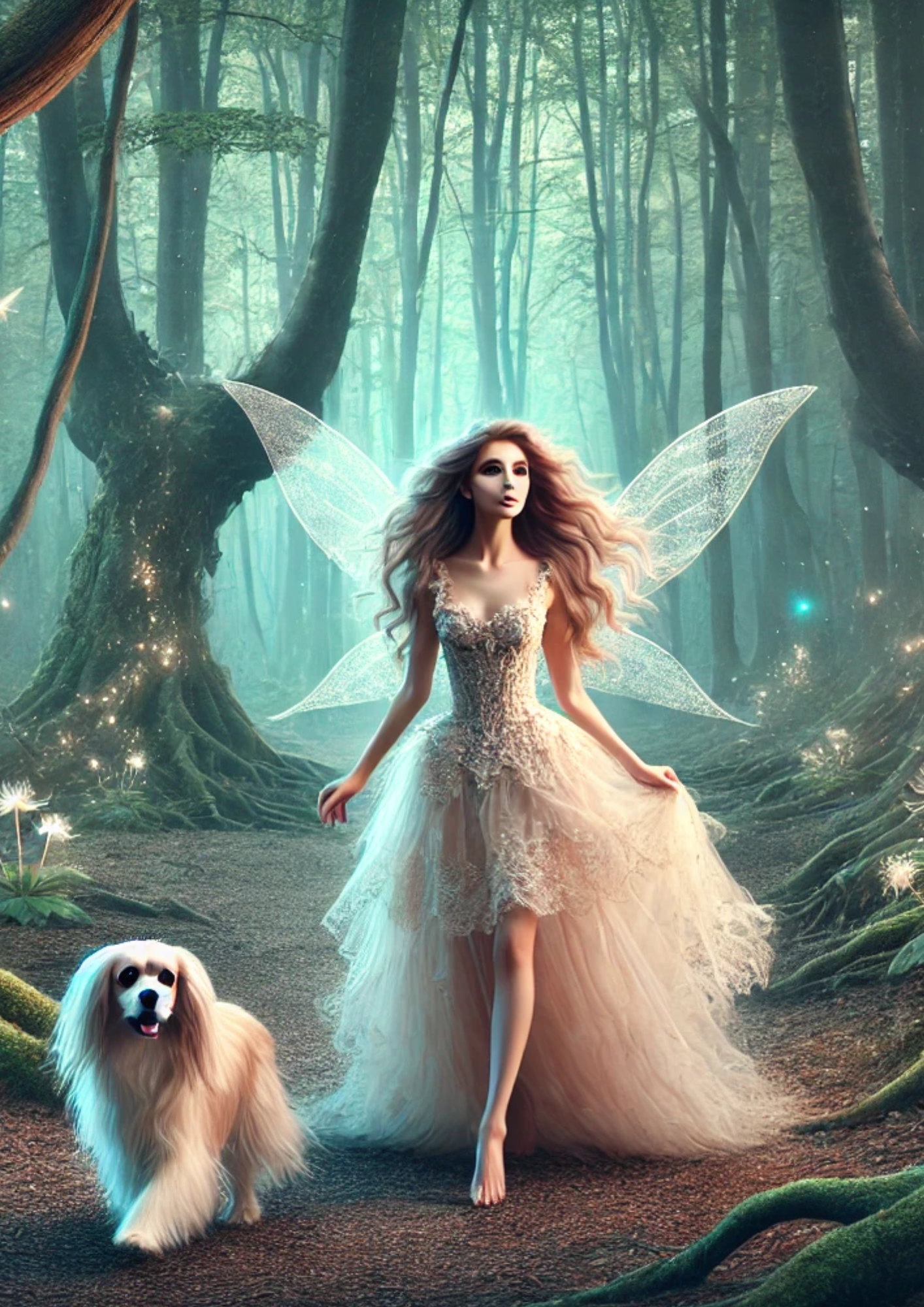 Sticker Sheet / Greeting Card – Fairy and Dog Full Cat. No. 2700