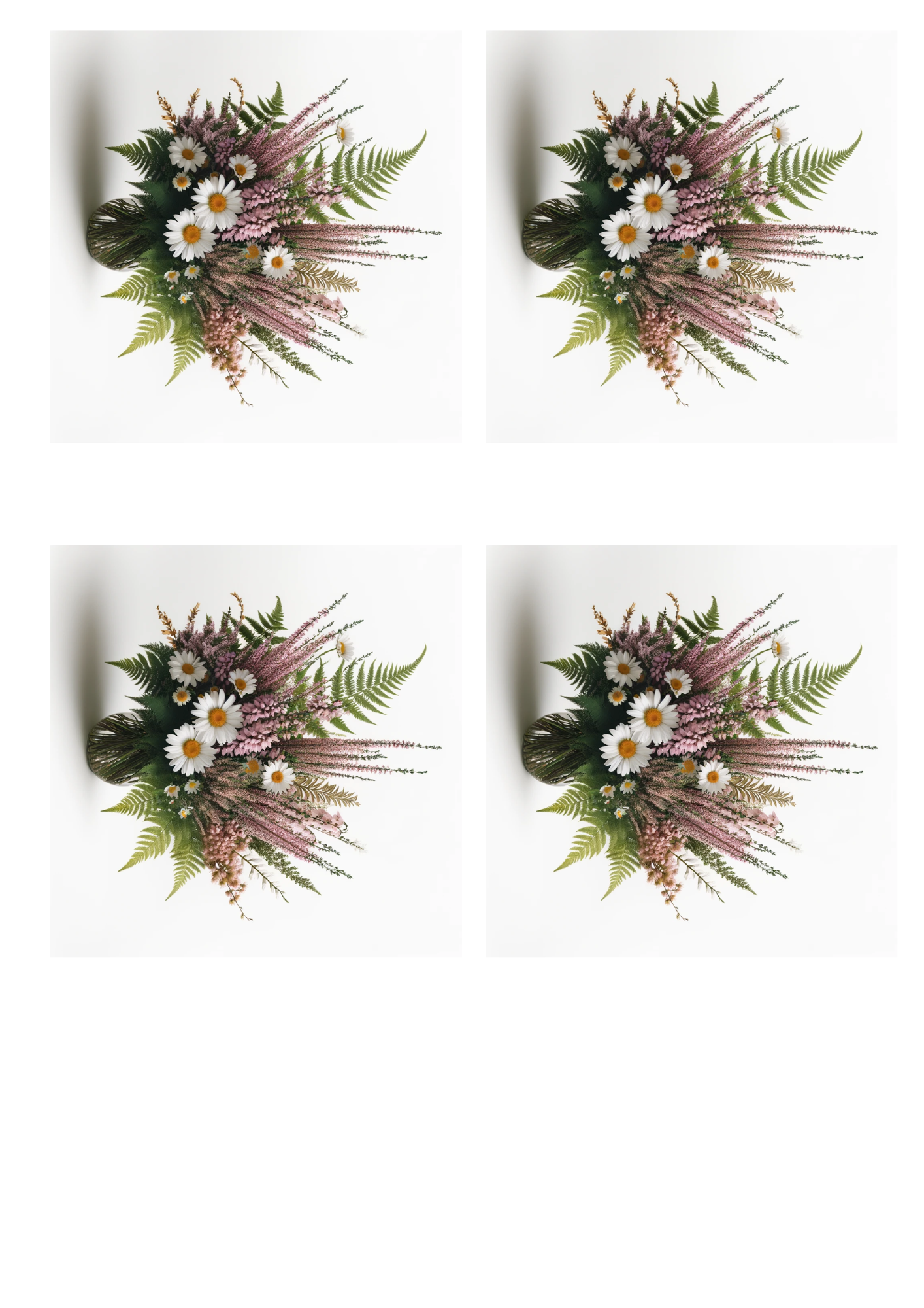 Sticker Sheet / Greeting Card – Heather and Daisies Collage Cat No. 747