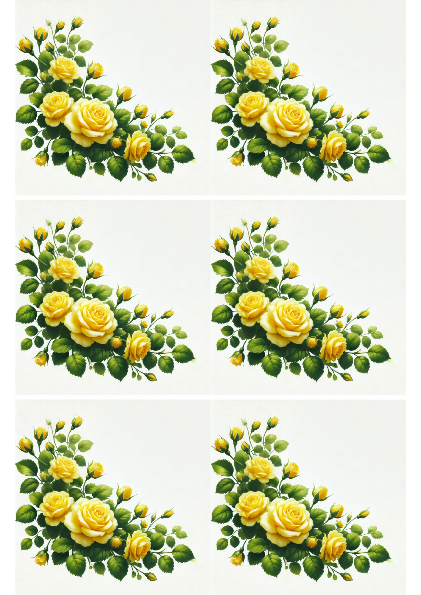 Sticker Sheet / Greeting Card – Yellow Roses Garland Collage Cat. No. 2709