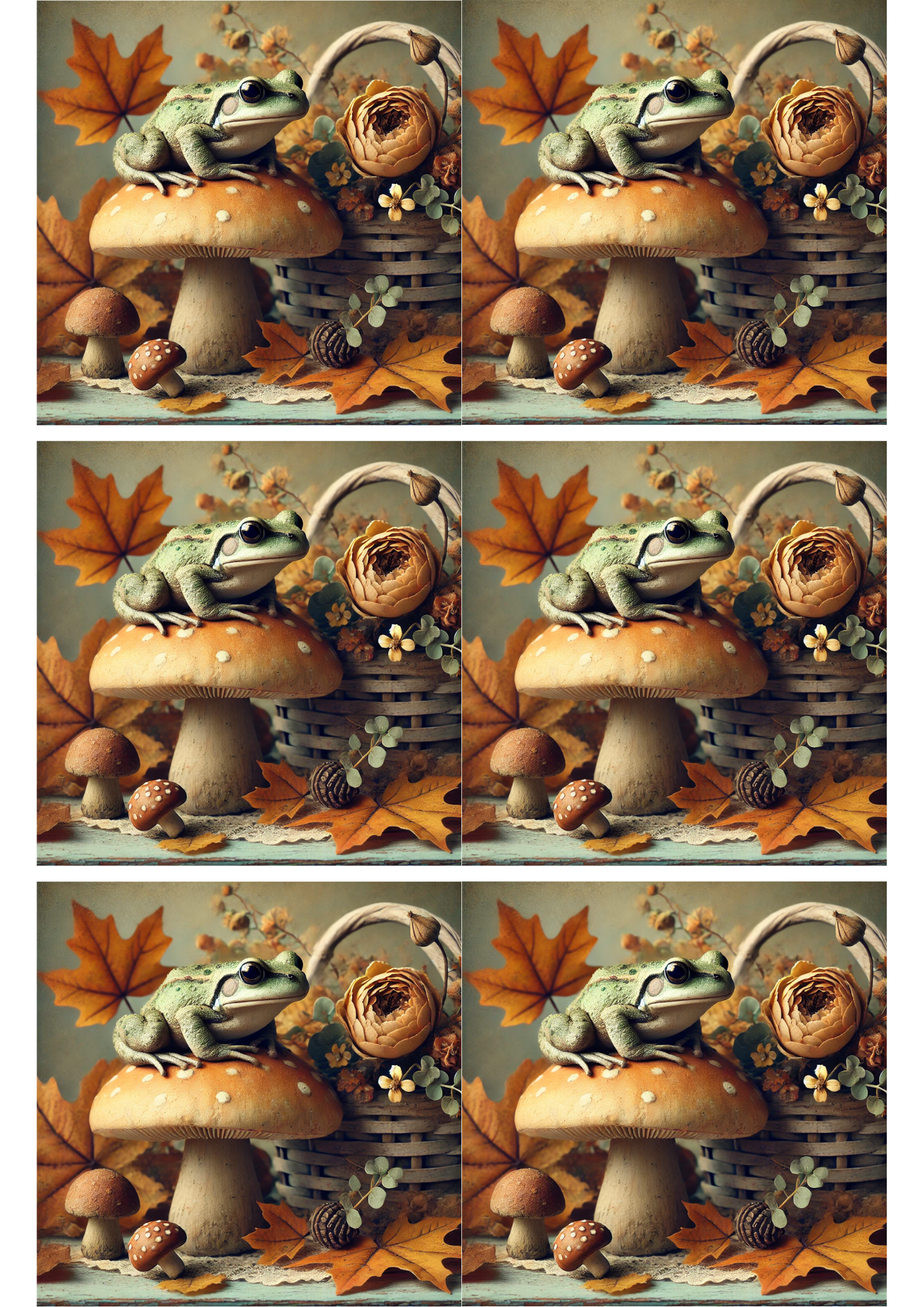 Sticker Sheet / Greeting Card – Frog in Autumn Collage Cat. No. 2719