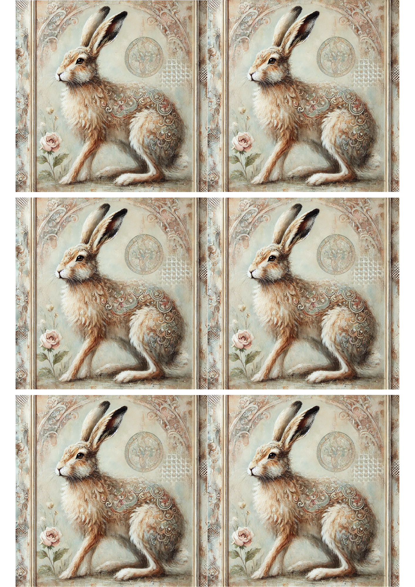 Sticker Sheet / Greeting Card – Hare Shabby Chic Collage Cat. No. 2721