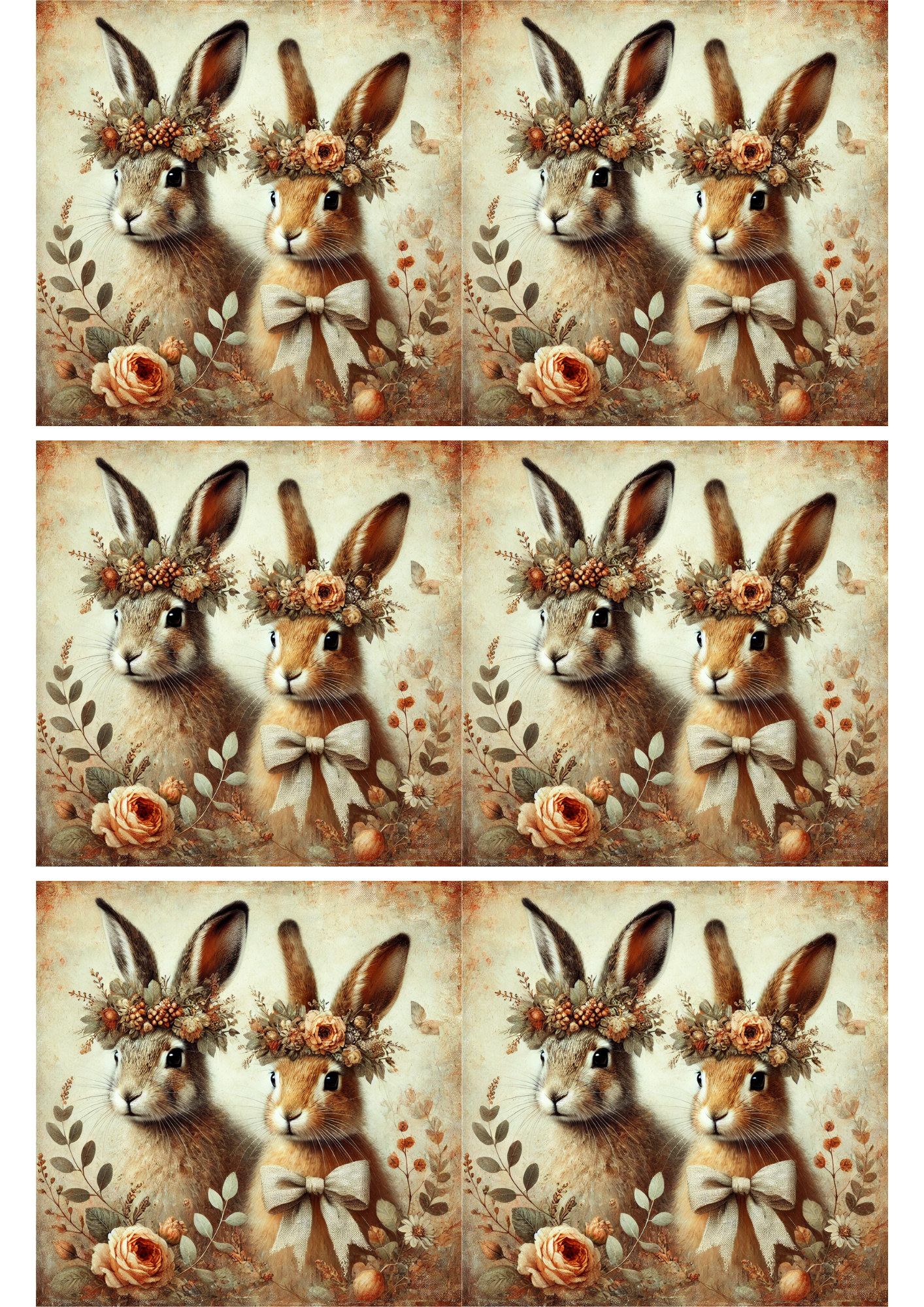 Sticker Sheet / Greeting Card – Hares in Autumn Collage Cat. No. 2723