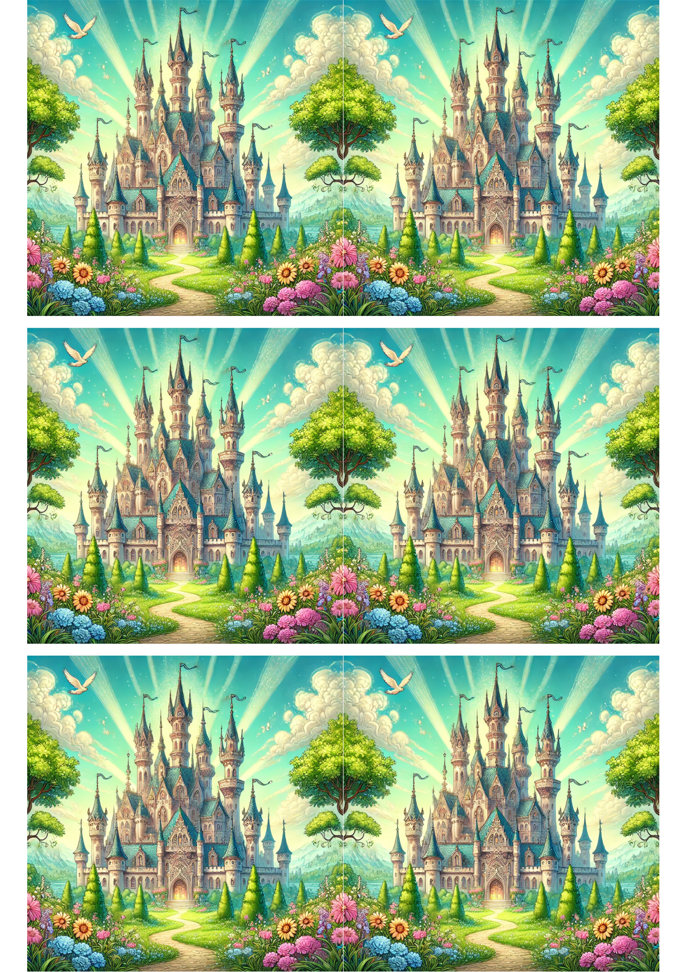 Sticker Sheet / Greeting Card – Castle Watercolor Collage Cat. No. 2725