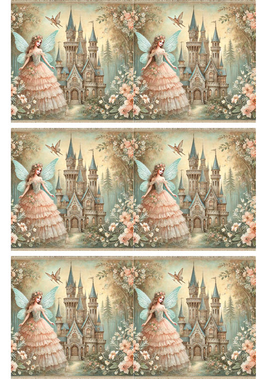 Sticker Sheet – Castle and Princess Shabby Chic Collage Cat. No. 2929