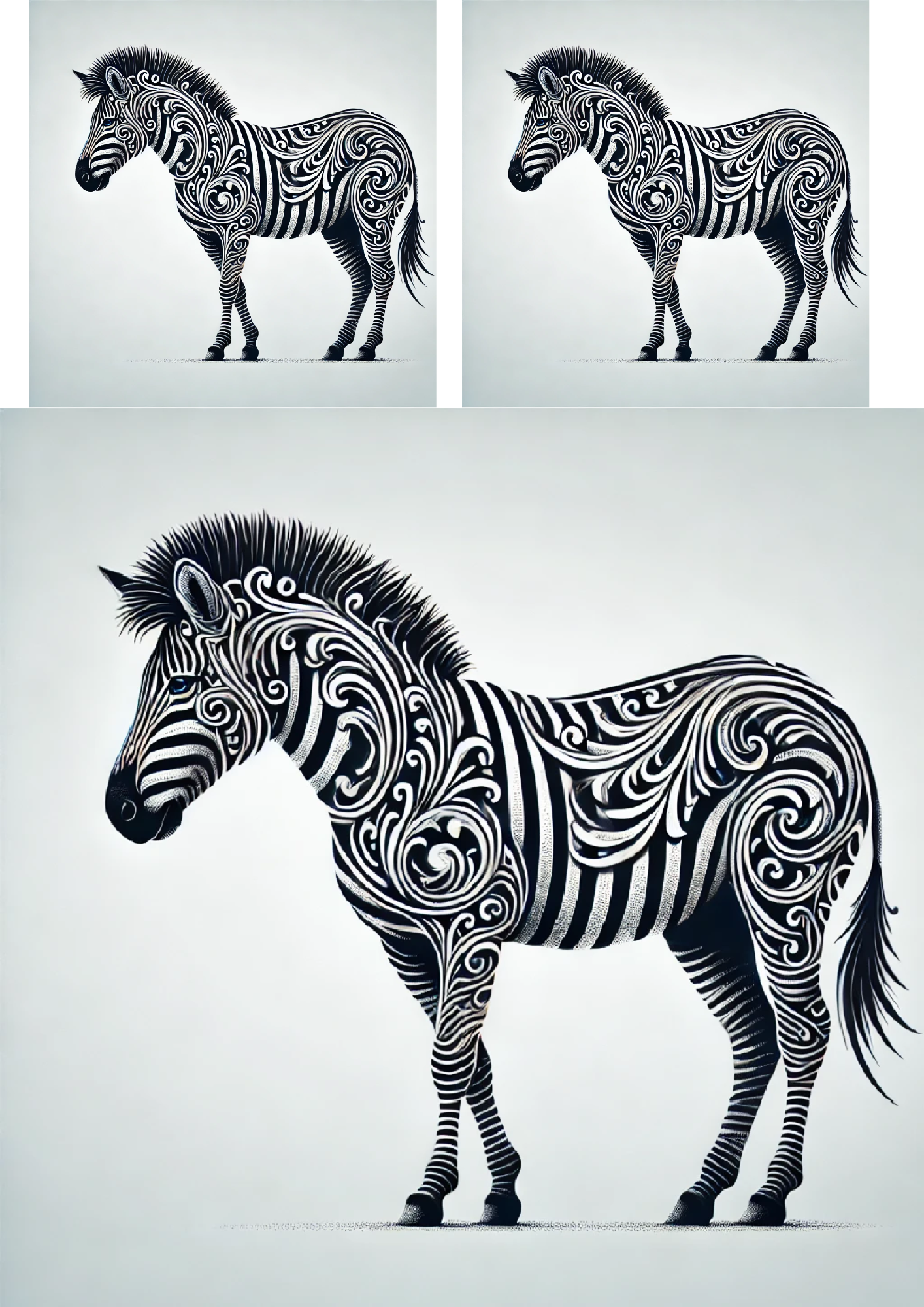 Sticker Sheet / Greeting Card – Zebra In Gothic Style Collage Cat. No. 1481