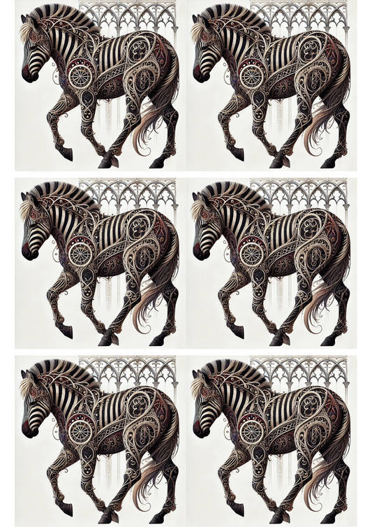 Sticker Sheet – Zebra In Gothic Style Collage Cat. No. 2731