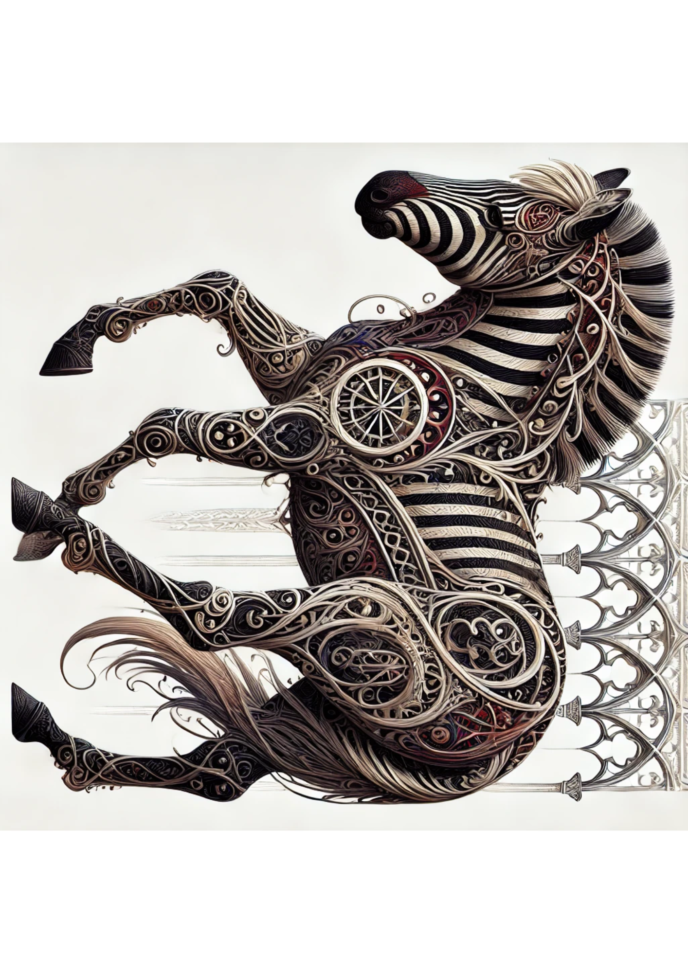 Sticker Sheet / Greeting Card – Zebra In Gothic Style Full Cat. No. 2732