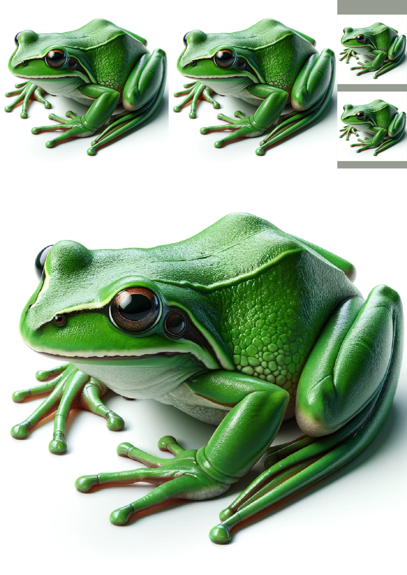 Sticker Sheet / Greeting Card – Green Frog In A Mink Collage Cat. No. 1186