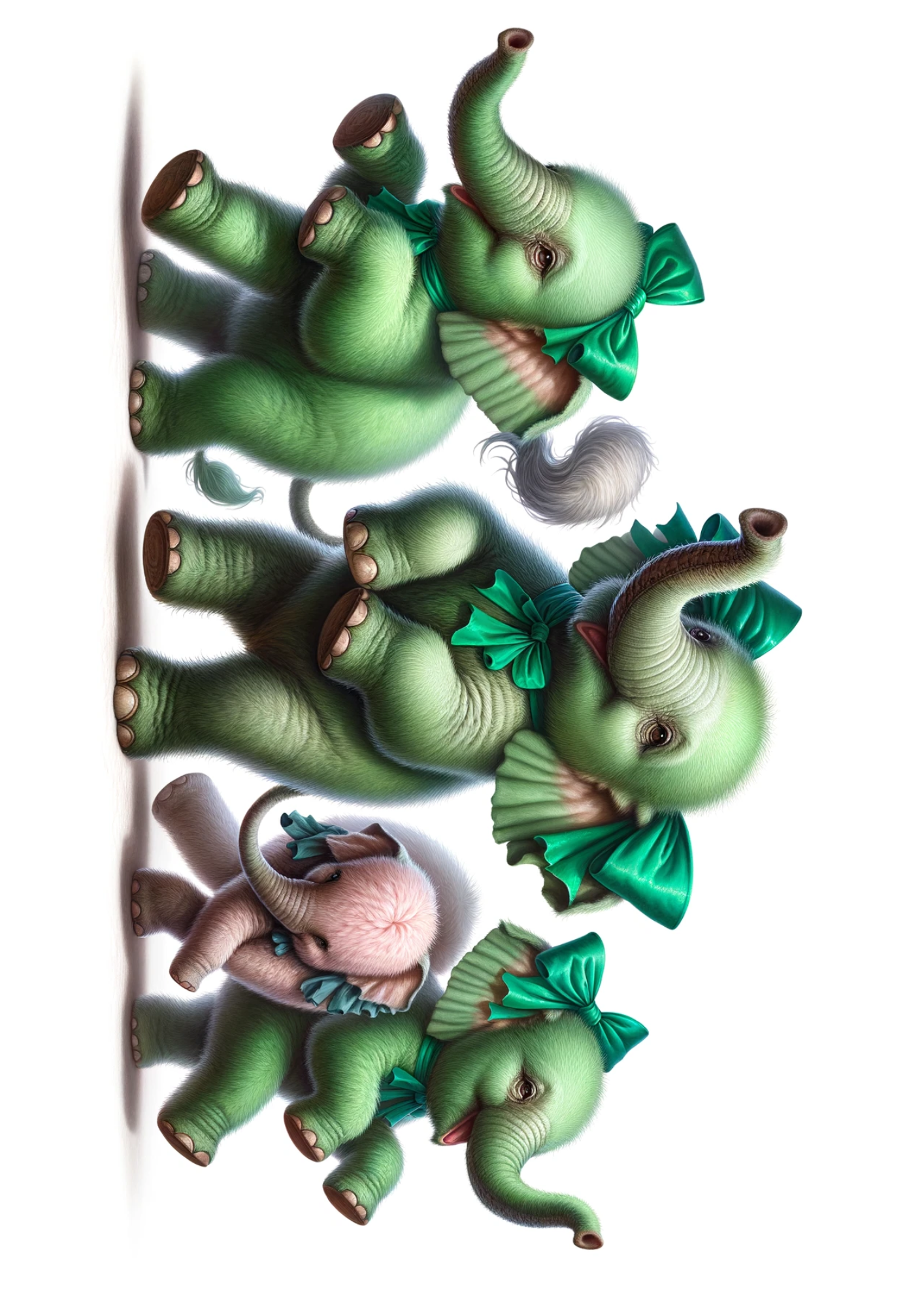 Sticker Sheet / Greeting Card – Green Dancing Elephants 2 Full Cat. No. 492