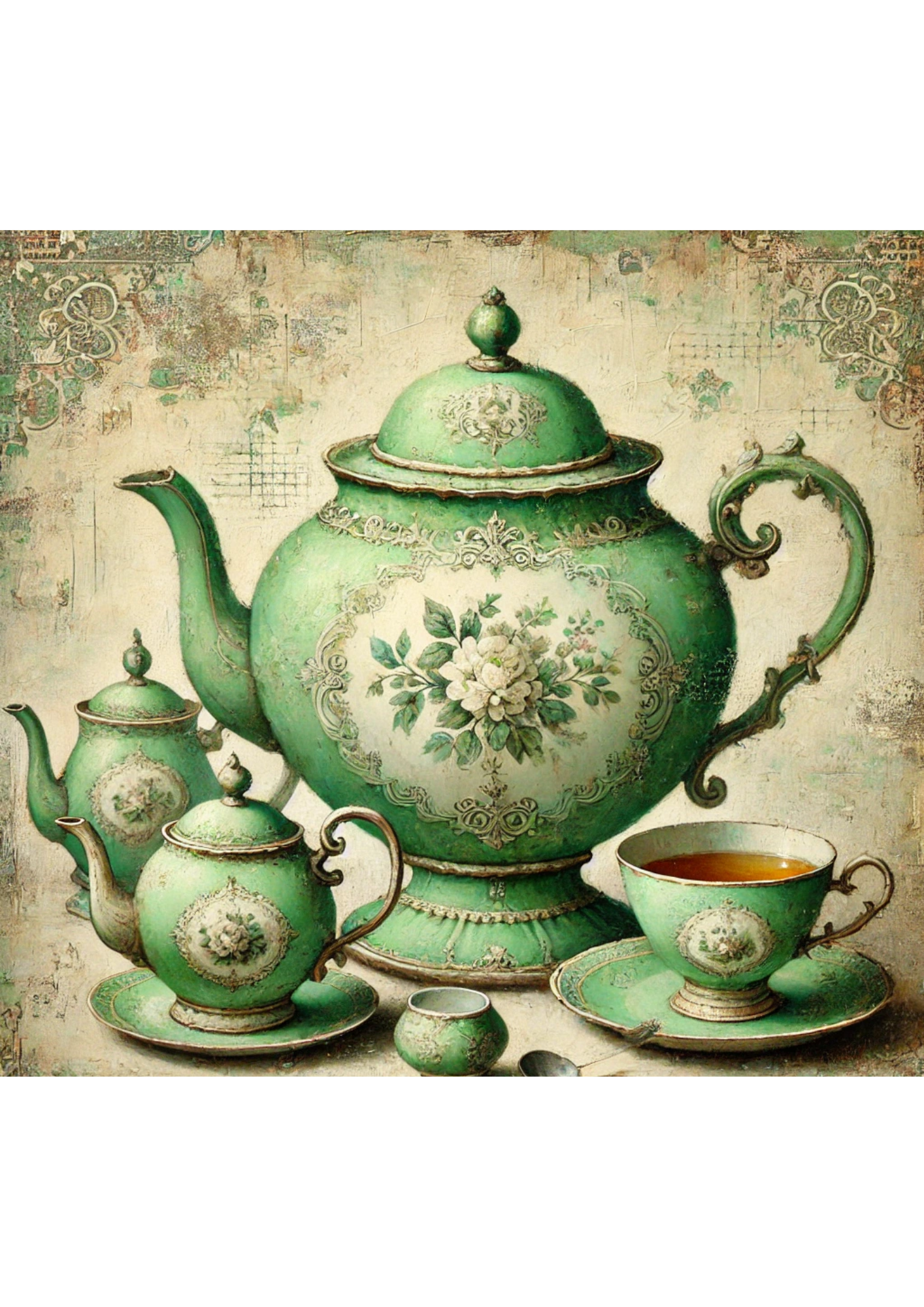 Sticker Sheet / Greeting Card – Green Teapot Full Cat. No. 2734