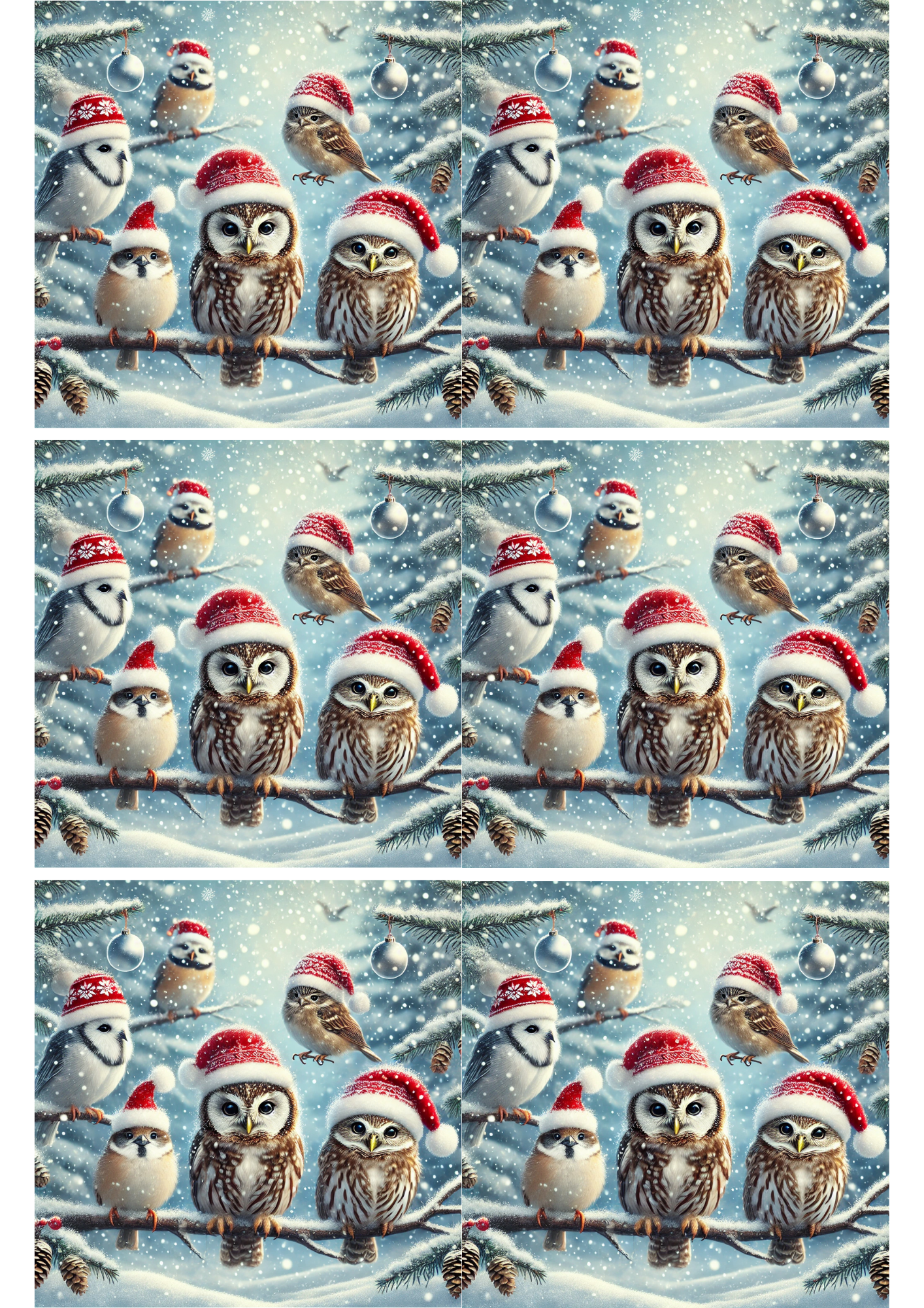Sticker Sheet / Greeting Card – Owls in Winter Collage Cat. No. 2735