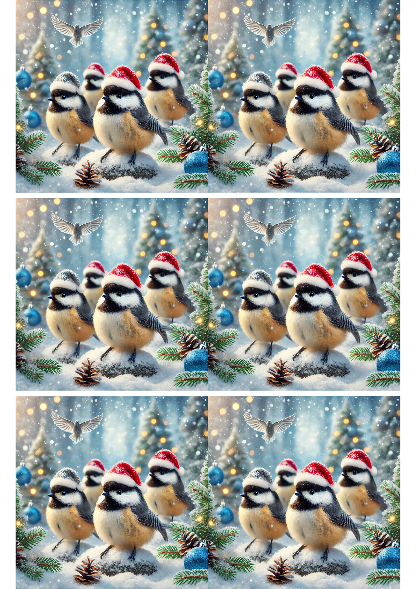 Sticker Sheet / Greeting Card – Titmouse in Winter Collage Cat. No. 2737