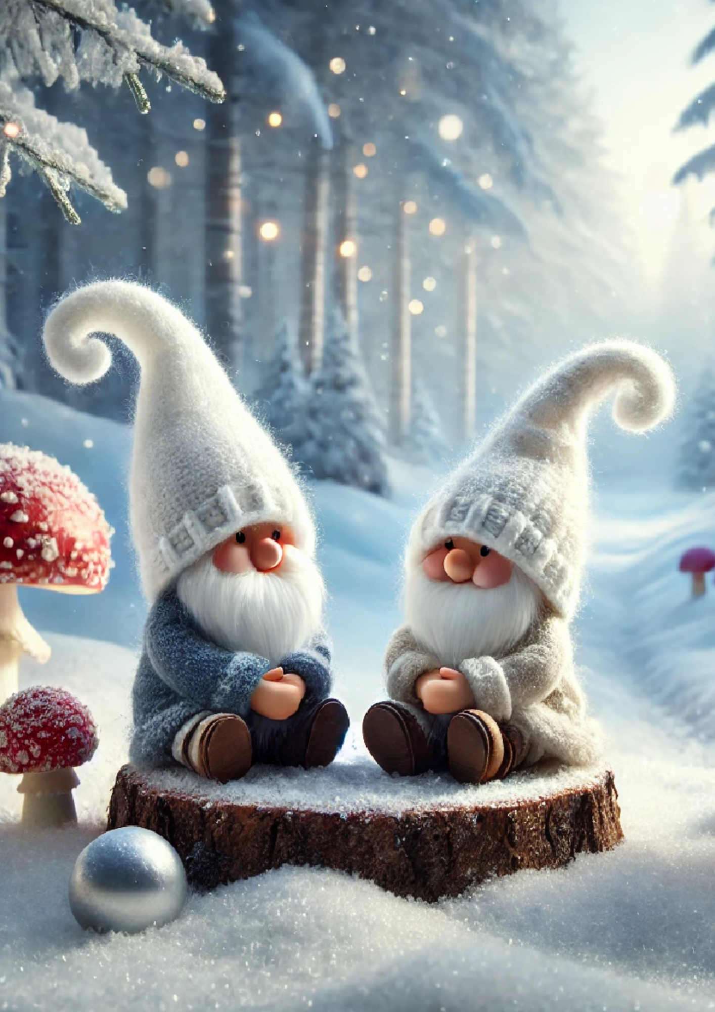 Sticker Sheet / Greeting Card – Gnomes In Snow Full Cat. No. 1488